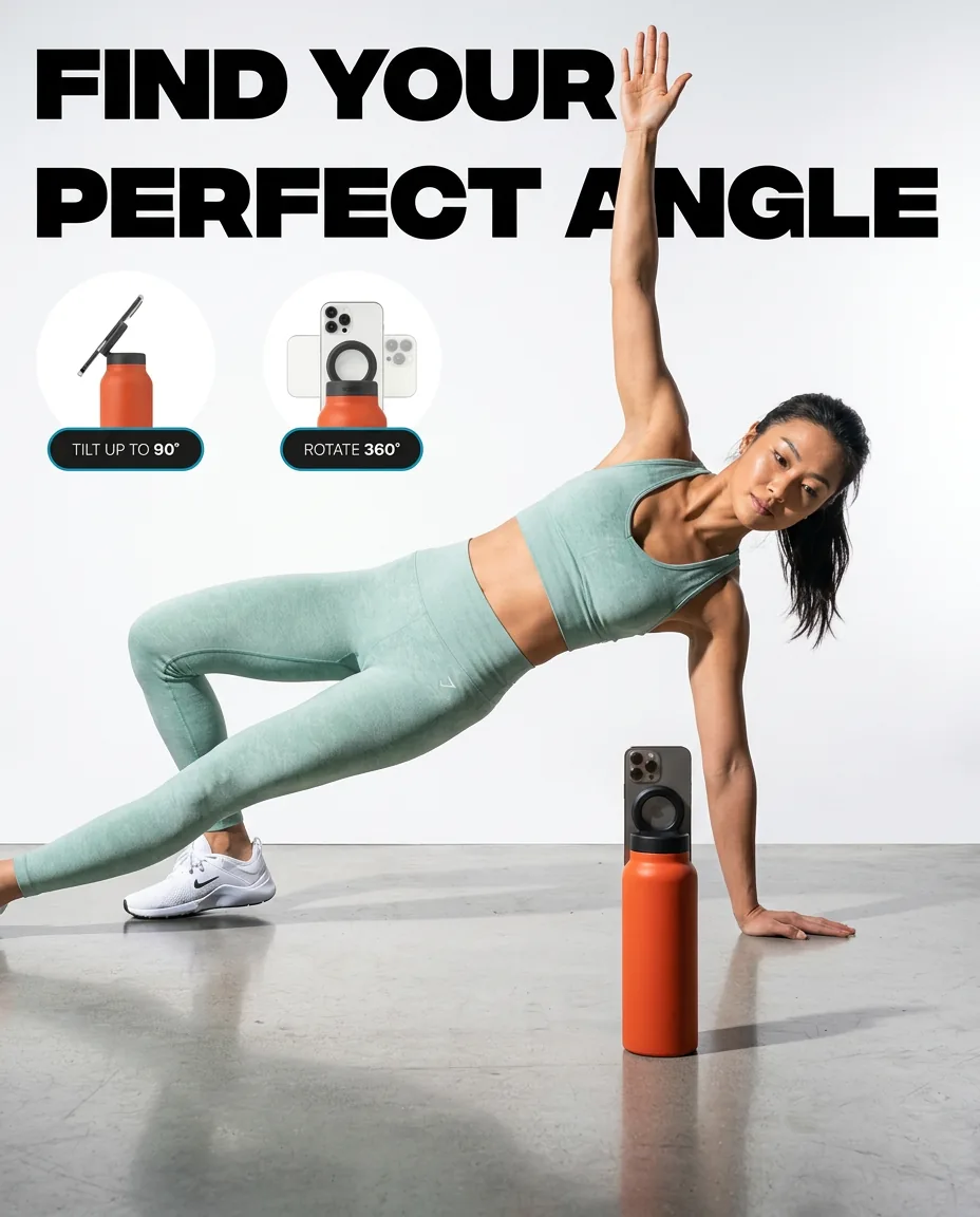 Athlete using SelfieZip with phone mounted at the perfect angle